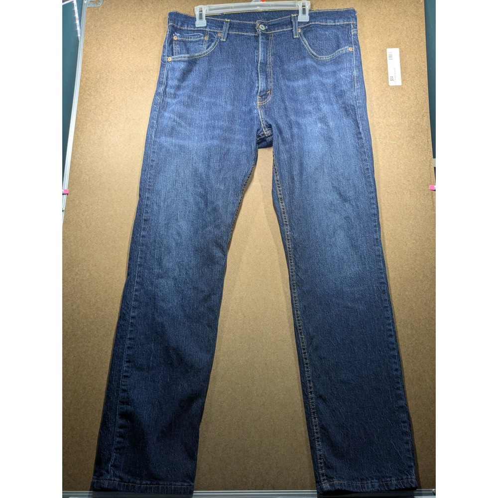 Levis 505 Regular Fit Dark Wash Indigo Straight Leg Jeans Mens 38x32